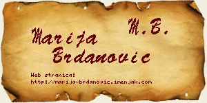 Marija Brdanović vizit kartica